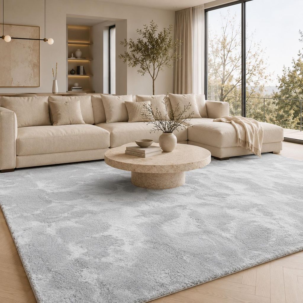 Luxus Super Soft Fellteppich Pearl Grau, Größe:120x170 cm Produktbild 