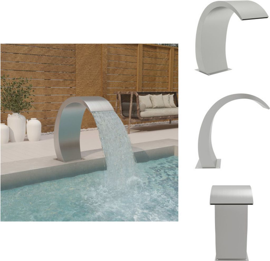 vidaXL Pool-Wasserfall 22x60x70 cm Edelstahl 304 - Brunnen & Wasserfälle