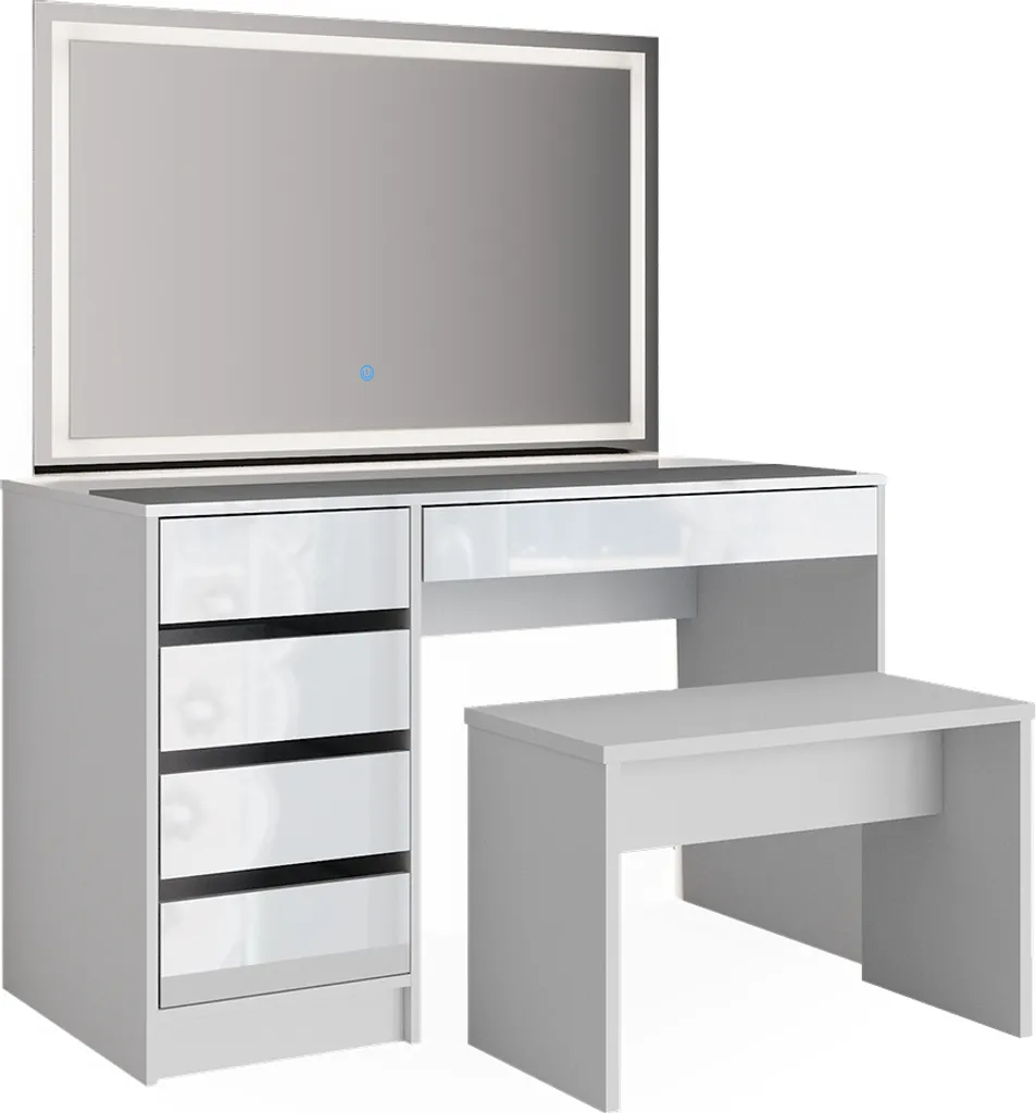Coiffeuse avec Miroir LED pour Chambre Vicco Sherry 120cm et Banc