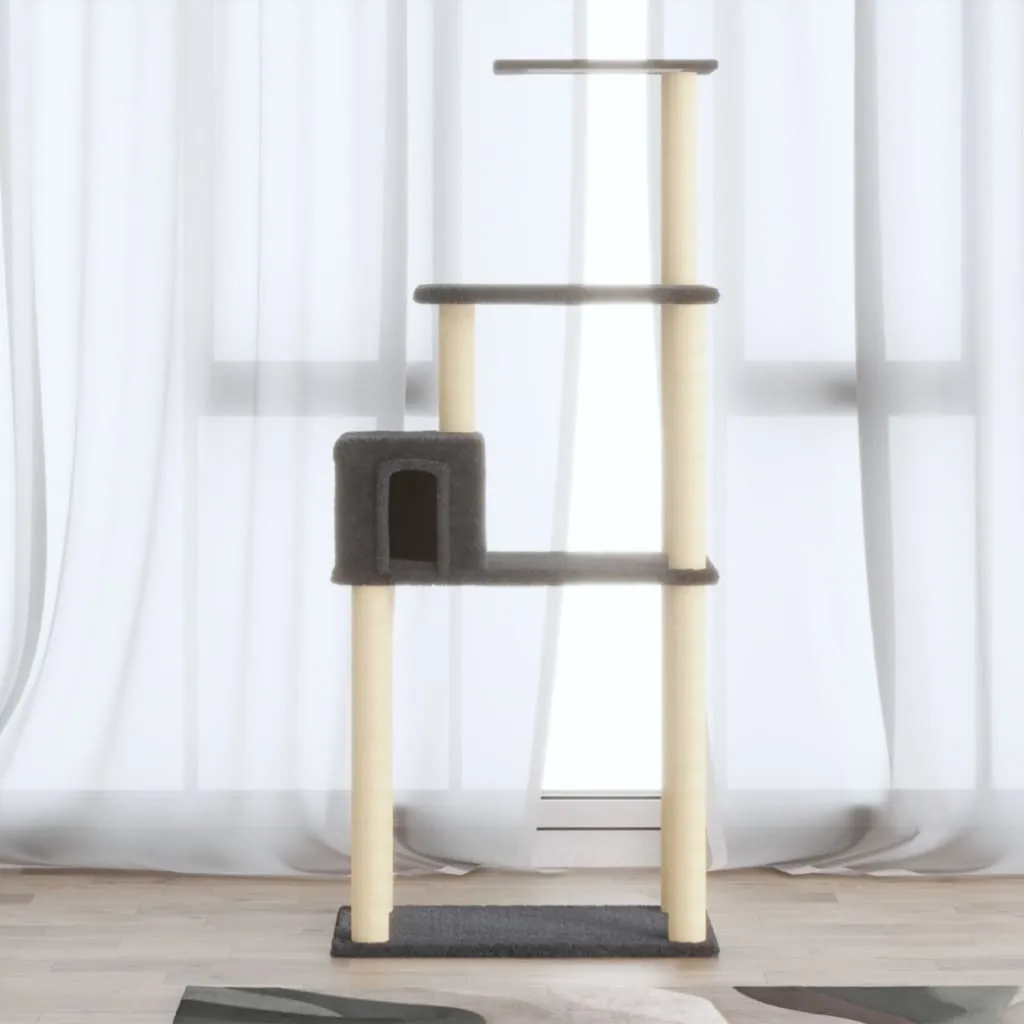 Arbre à chat The Living Store avec griffoirs en sisal gris foncé 147 cm