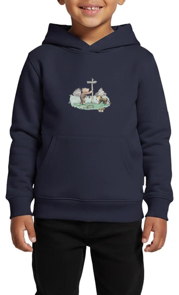 Spreadshirt Janosch Tiger und Bär Panama Schild Kinder Premium Hoodie, 158/164 (12 Jahre), Navy