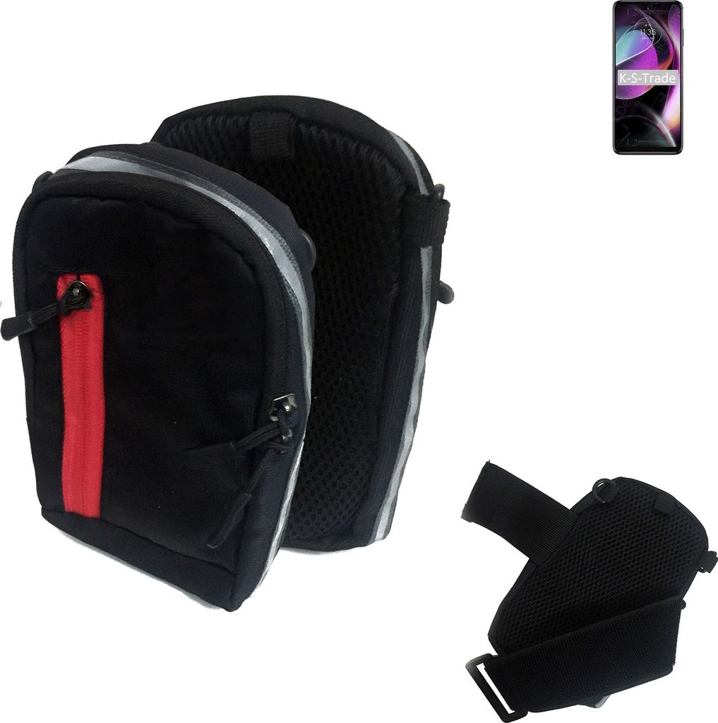 K-S-Trade Outdoor Gürteltasche Holster Umhängetasche kompatibel mit Motorola Moto G 5G (2022) schwarz Handy Tasche Case travelbag Schutz Hülle