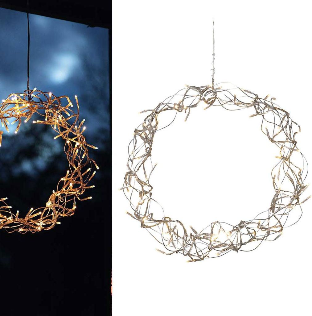 Eglo LED Lichterkranz Weihnachtskranz Curly Silber Ø30cm Produktbild 