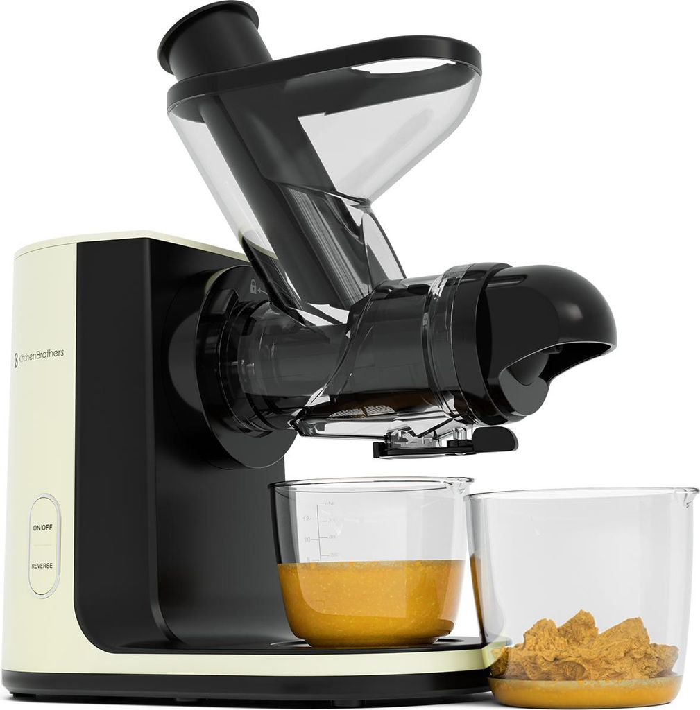 KitchenBrothers Slow Juicer - Entsafter - Obst- und Gemüsepresse - 43mm und 60mm Einfüllöffnung - 400ml - Champagner