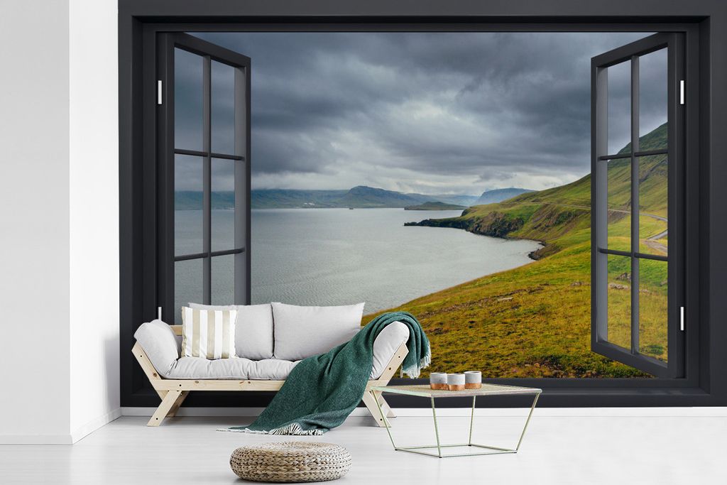 MuchoWow Fototapete für Wohnzimmer oder Schlafzimmer Wandtapete Vinyl Motivtapete Aussicht - Natur - See - 450x300 cm - Gemusterte