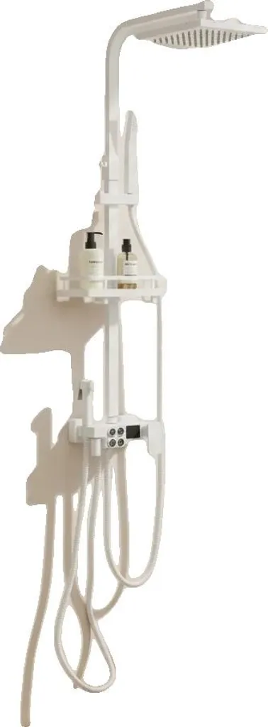 Système de douche 4 sorties inox, pommeau 29,5 cm et hauteur ajustable