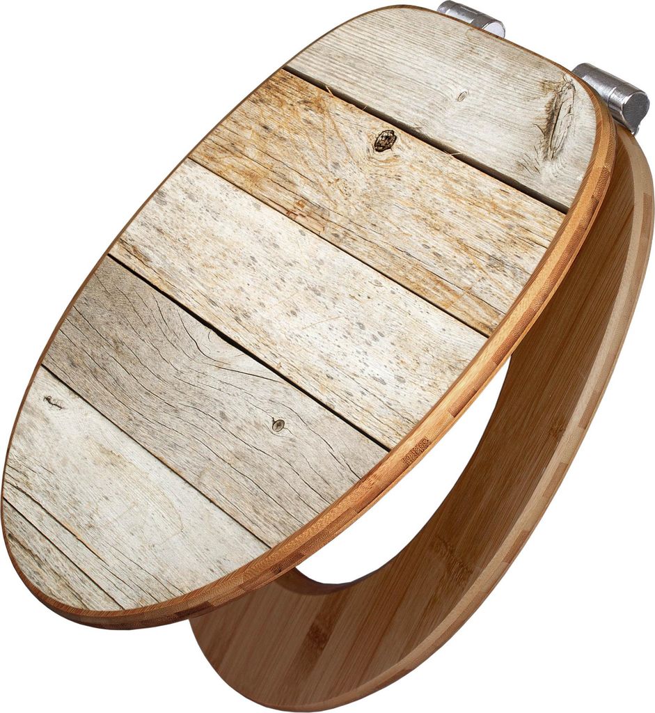 banjado Design WC Sitz Bambus Absenkautomatik -Graues Holz Produktbild 