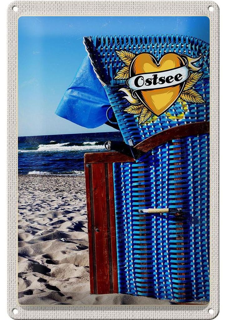 Blechschild Reise 20x30cm Ostsee blau Küste Strand