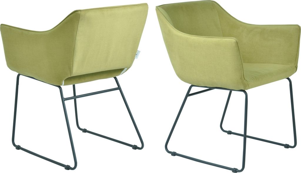 SIT Möbel Armlehnstuhl mit Cut-Out | 2er-Set | Bezug Stoff hellgrün | Metallgestell schwarz | B 56 x T 61 x H 82 cm | 02439-32 | Serie SIT&CHAIRS