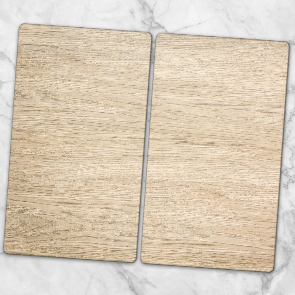Glas-Herdabdeckplatten Glaskeramikkochfeld-Abdeckung Spritzschutz Glas 2x30x52 cm - Holzbrett