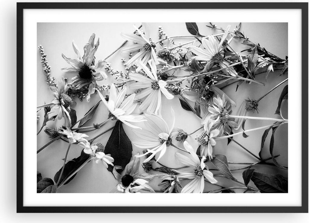Gerahmtes Poster - Schwarzer Rahmen - Blumen Schwarzweiß Fotografie - 70x50 cm - Wand Bild - Wanddeko - Wandbilder - Kunstposter - Wandposter - Bi...
