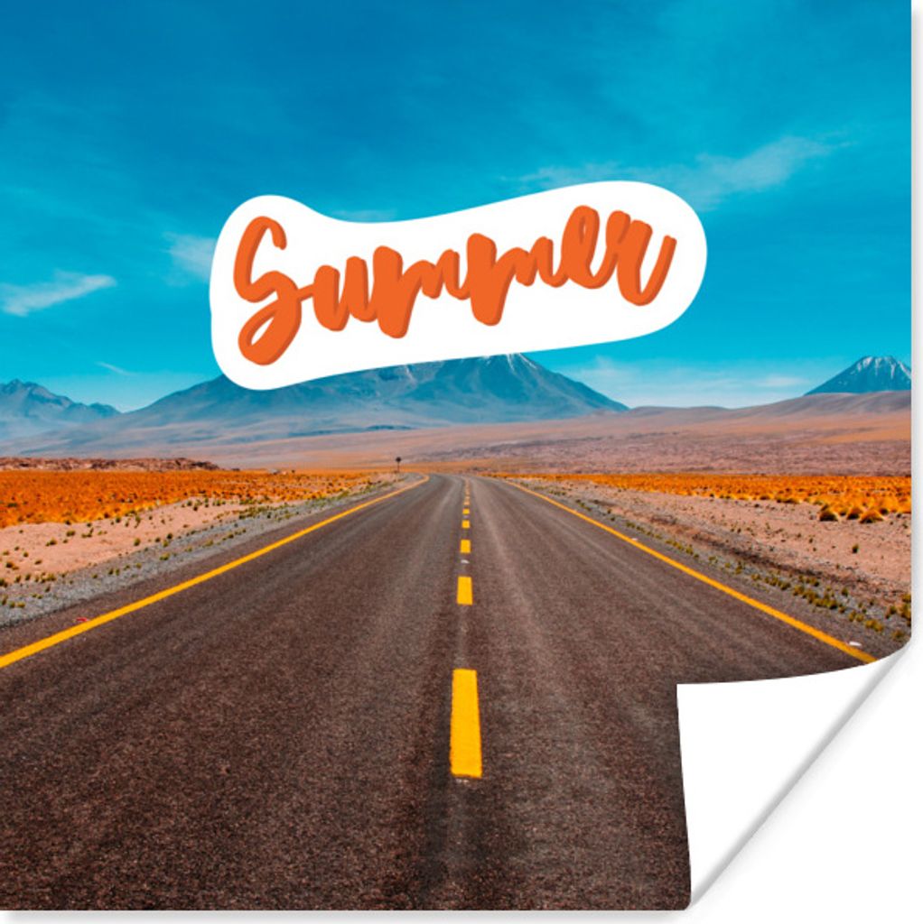 MuchoWow Poster Autoreise - Auto - Sommer - Zitat 75x75 cm - Wand Dekoration