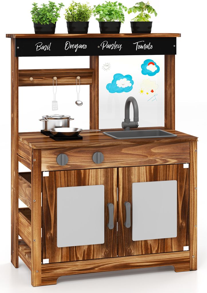 Cucina di fango COSTWAY, cucina per bambini con 2 pentole, Immagine del prodotto 