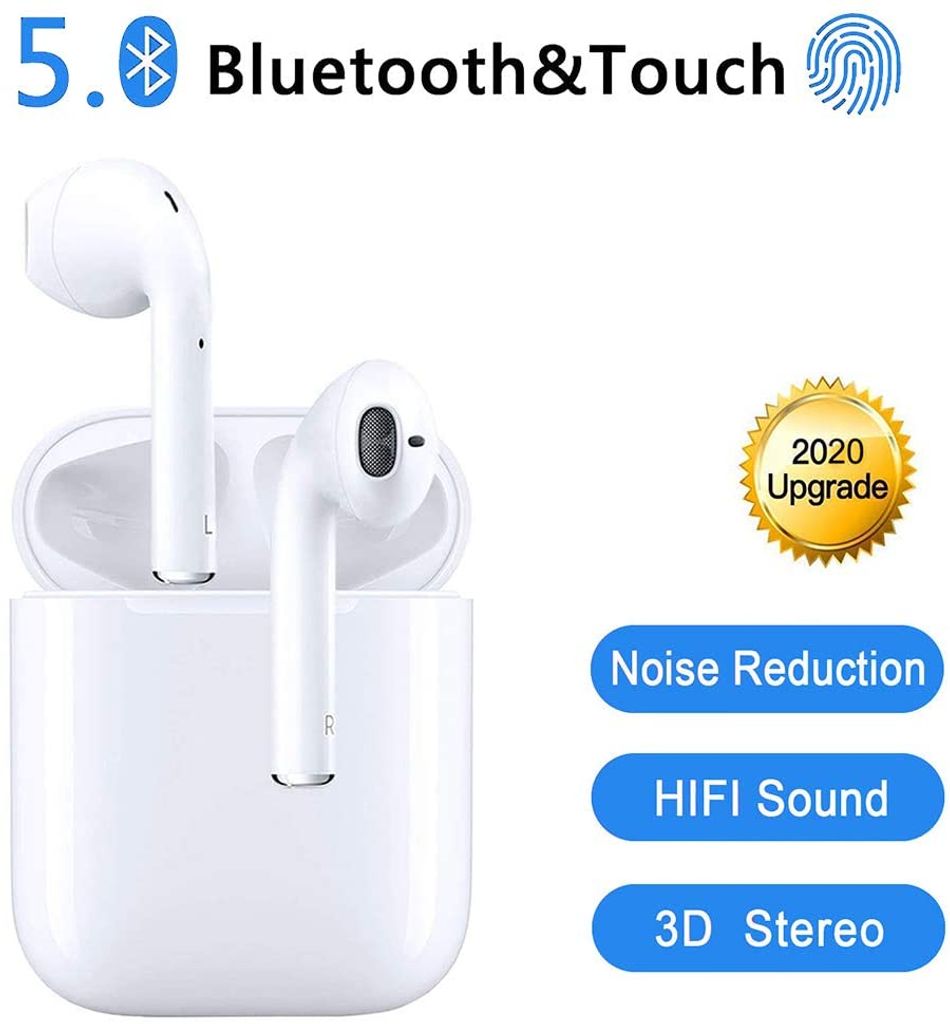 Drahtloser Kopfhörer Bluetooth 5.0 Headphones HiFi Stereo Ohrhörer mit Mikrofon 