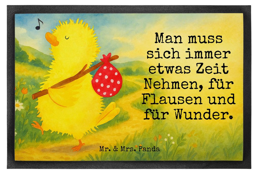 Mr. & Mrs. Panda fußmatte Küken Wander Design 60 x 90 cm - Weiß - Geschenk, Ostereier, Schmutzfangmatte, Zeit, Ostern, Frohe, Vorleger, Fußabst...