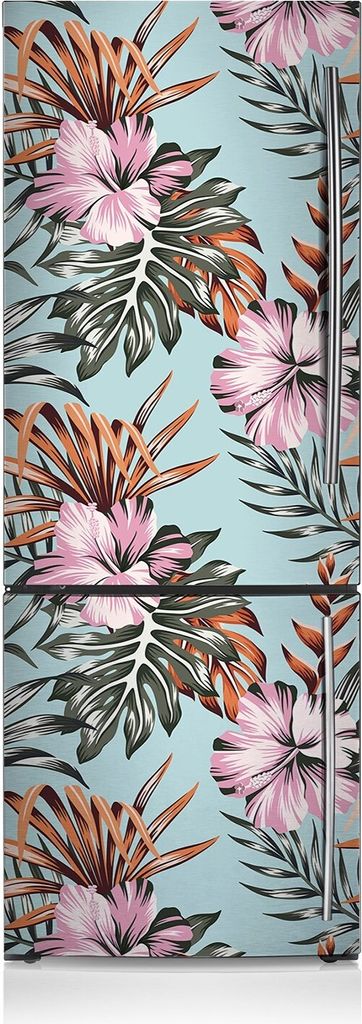Magnetfolie Magnete Küche Kühlschrank Dekoration 60x205 cm - Hibiscus-Blumen.