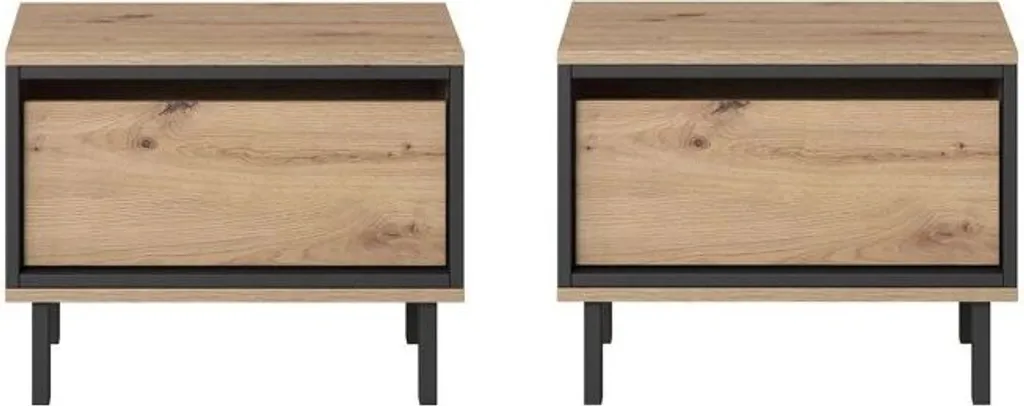 Lot de 2 Tables de Nuit à Tiroirs en Bois de Chêne - Meuble de Chevet