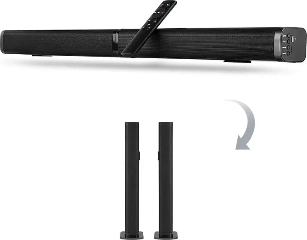 Happyment Barre de son pour TV Bluetooth 5.0 - Stand Pad Premium Noir