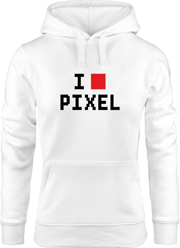 Kapuzen-Pullover Damen I Love Pixel Hoodie Moonworks weiß XS