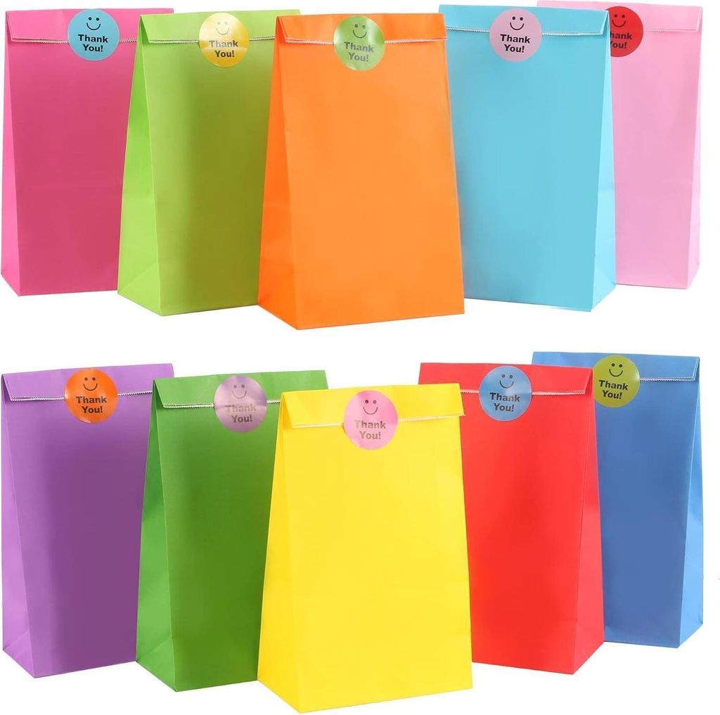 20 Stück Bunte Kraftpapier Geschenktüten mit Aufklebern, Produktbild 