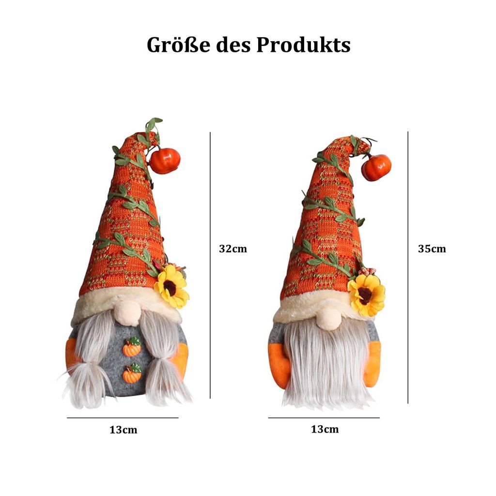 2 Herbst-Zwerge Plüschdeko Für Zuhause & Büro – Skurrile Herbstdekoration, Perfekt Für Deko & Geschenk