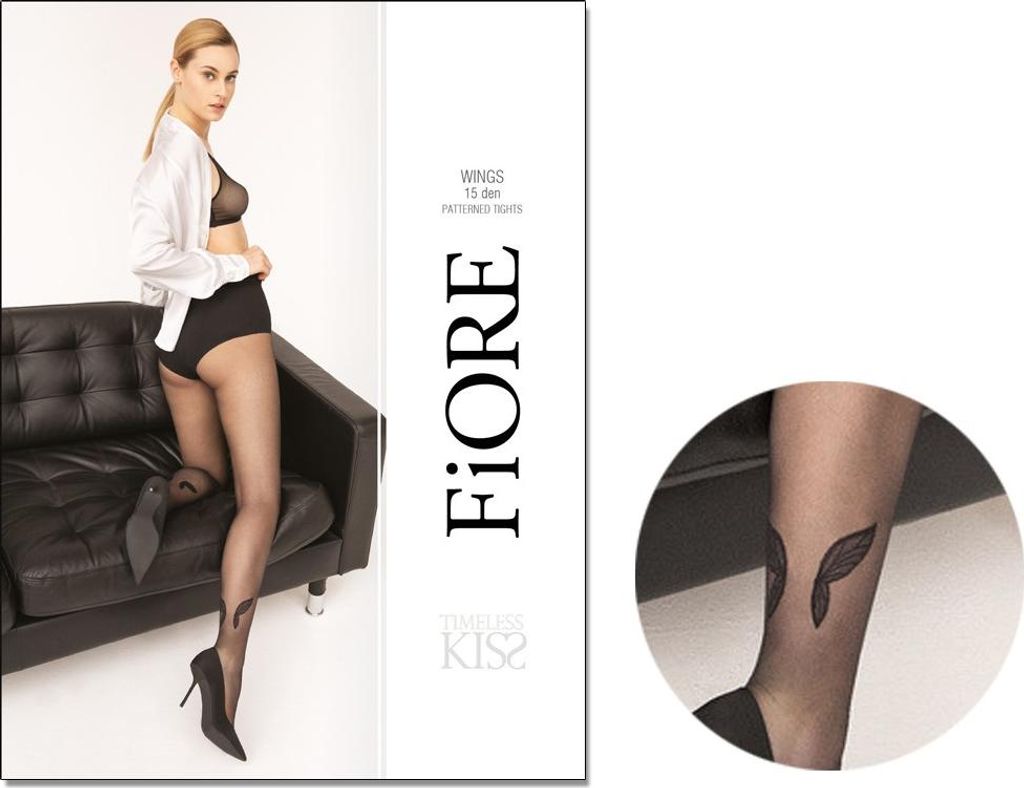 Strumpfhose mit tätowierten Flügeln am Knöchel 2 Black