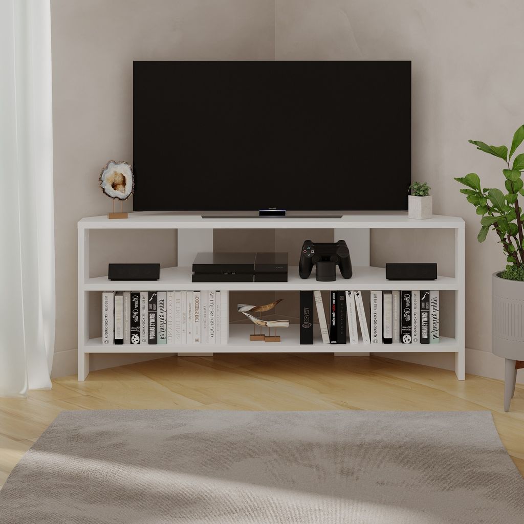 Houseland Thales Eck-TV-Tisch weiß