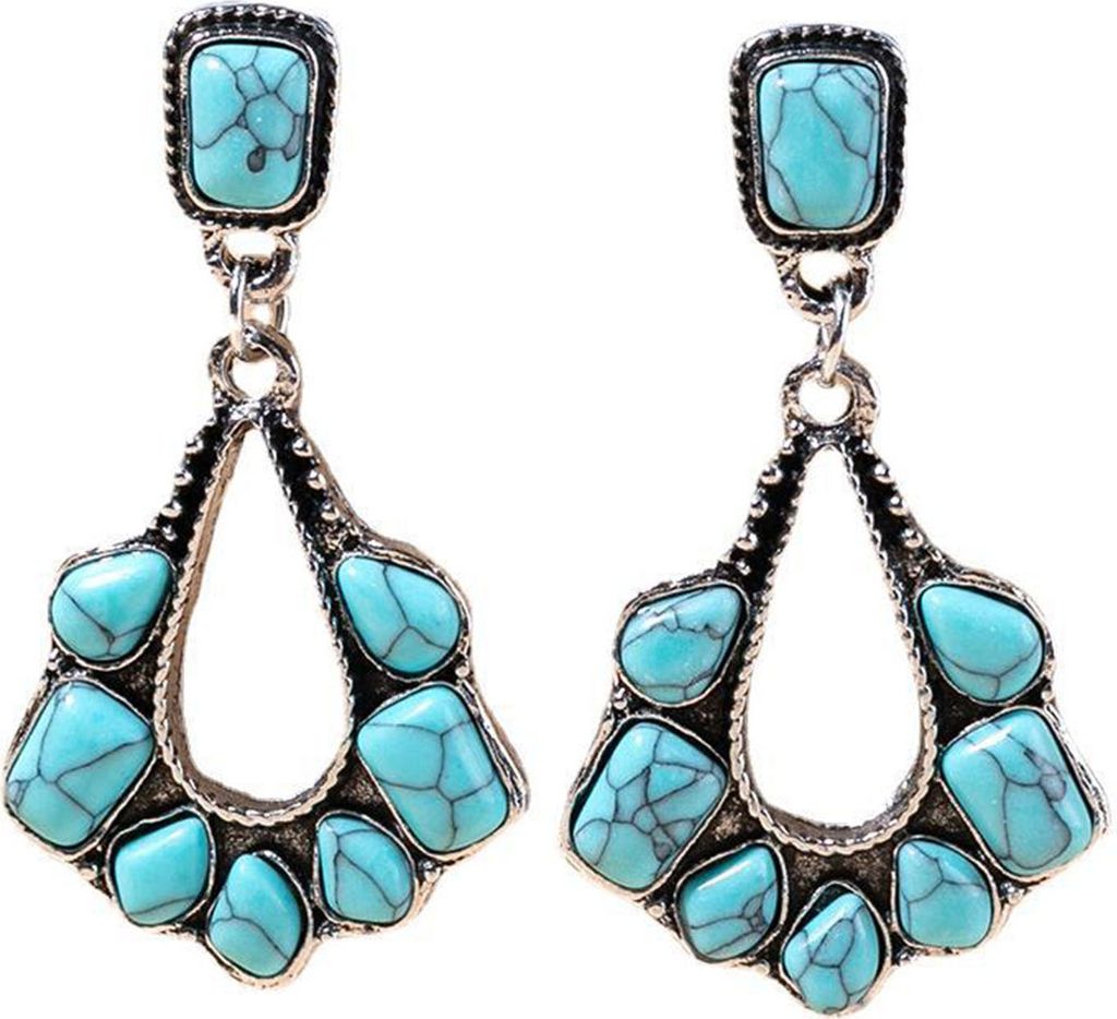 1 Paar Damen-Ohrringe, hohle Wassertropfenform, Kunsttürkis, antiallergisch, leicht, Ohrschmuck, Schmuck, für Abschlussball, Cocktailparty, Häng...