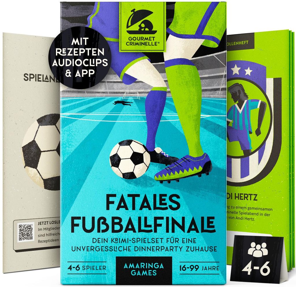 Gourmet Criminelle Krimidinner für zuhause | 4 bis 6 Personen | Fatales Fußballfinale | Krimidinnerspiel ab 16 Jahren
