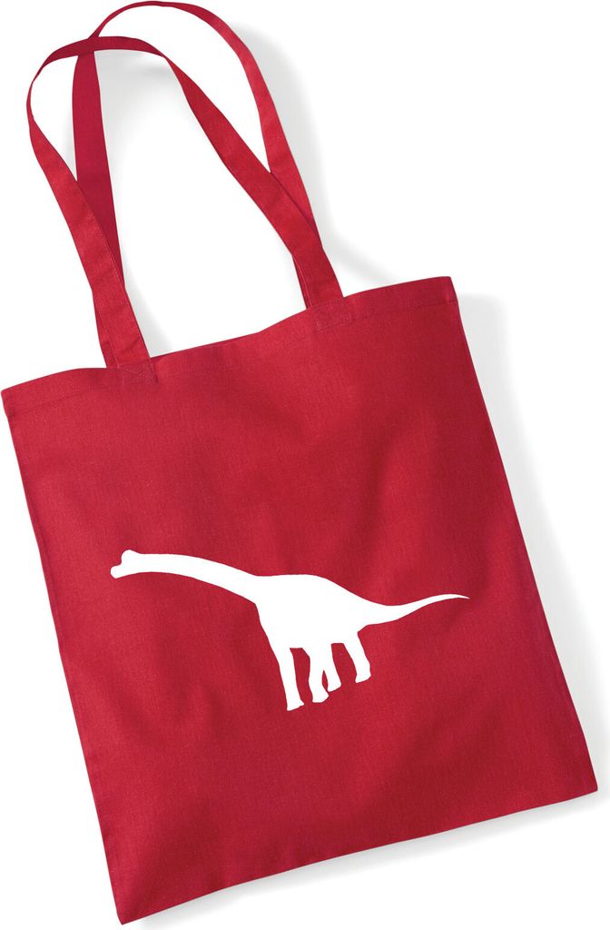 Huuraa Jutebeutel Brachiosaurus Dinosaurier 10 Liter Classic Red Baumwolle Tasche Geschenkidee