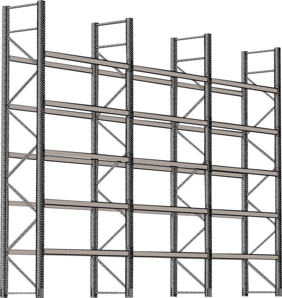 Feuerverzinktes Palettenregal-Set, 3 Felder, 6 Lagerebenen, max. Palettengewicht 1000 kg, Feldlast 10000 kg, BxTxH 5965x1100x6000 mm