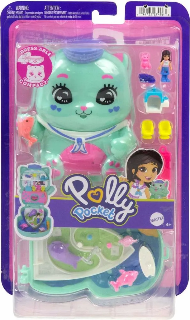 Polly Pocket Kitten's Cruise Box - Jouet Compact Sans Désordre à Ranger