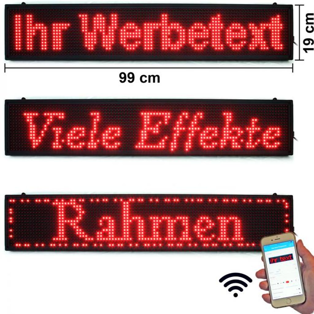 LED-Laufschrift 99x19 cm Rot WiFi