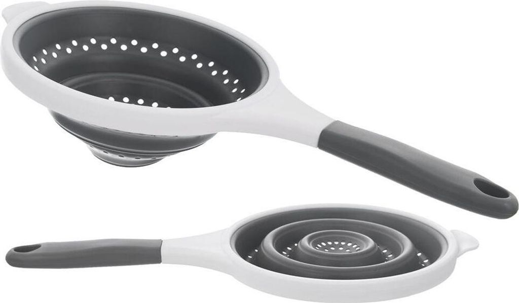 Orion Küchensieb Silikonsieb Abtropfsieb Durchschlag mit Stiel rund klappbar 25,5 cm