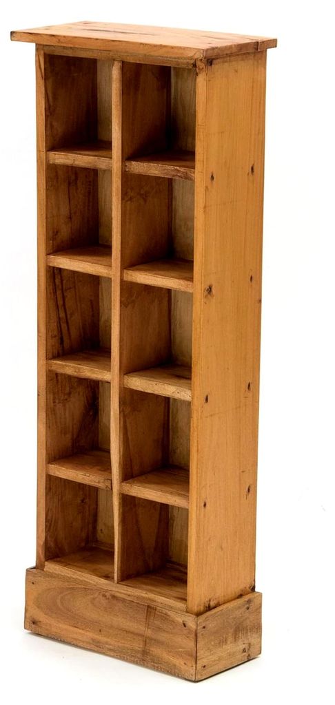 CD- und Bücherregal Nature | 94x36x17 cm (HxBxT), Recyclingholz | Holzregal mit 10 Fächern zur Aufbewahrung von CDs und Büchern | Farbe: honigfa...