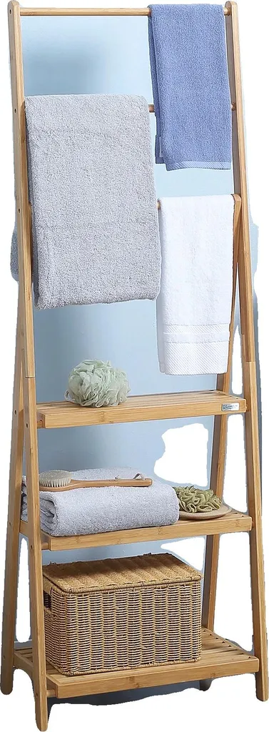 Porte-serviettes autoportant en bambou pour organiser votre salle de bain