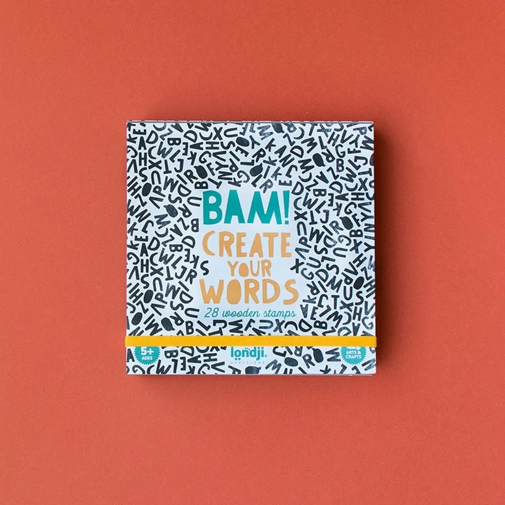 Jeu créatif tampons Mots Londji : coffret de lettres en bois pour enfant
