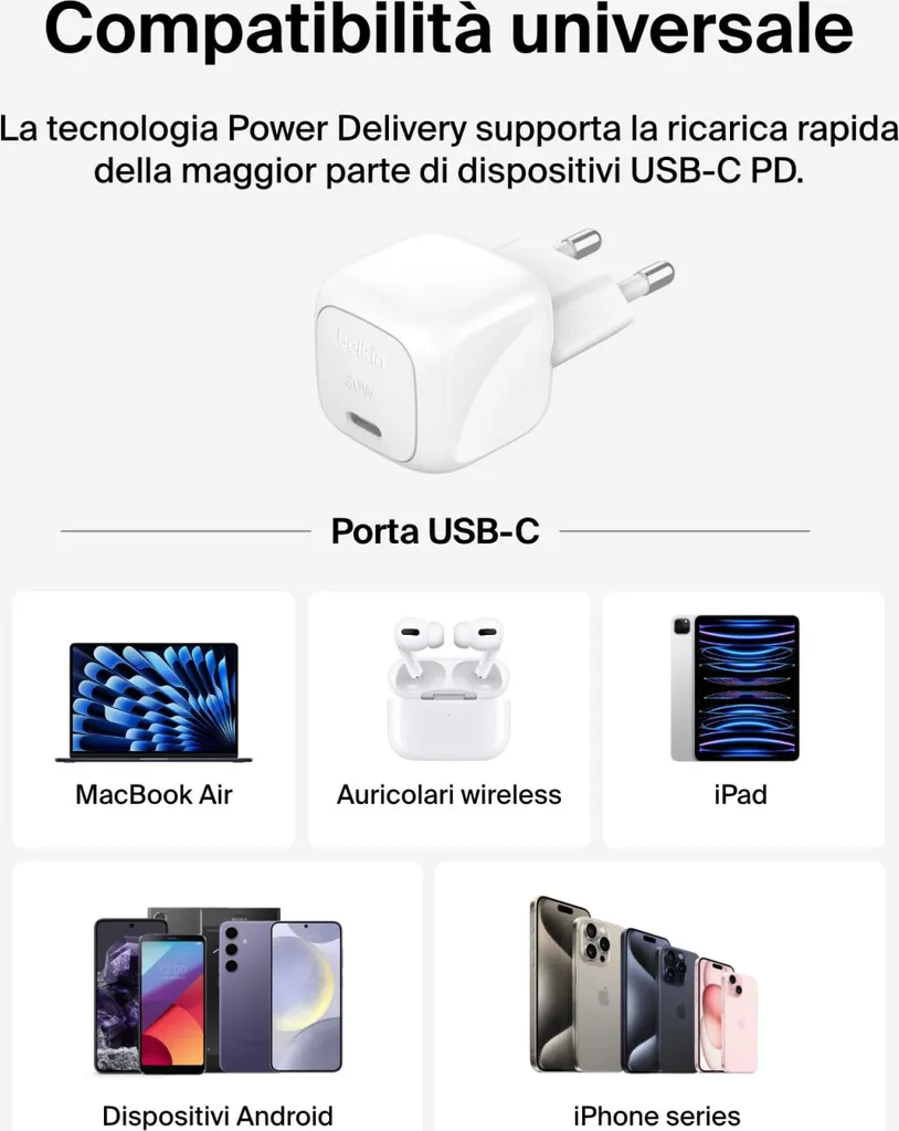 Chargeur USB-C 30W Belkin PD et PPS avec câble Lightning 1m blanc - 10