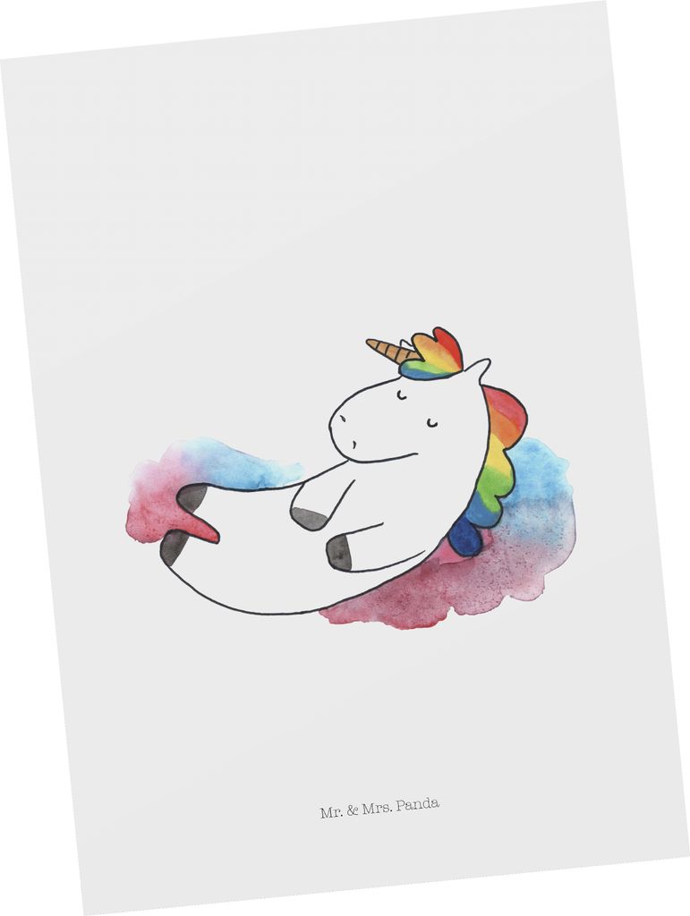 Mr. & Mrs. Panda Postkarte Einhorn Wolke 7 - Weiß - Produktbild 