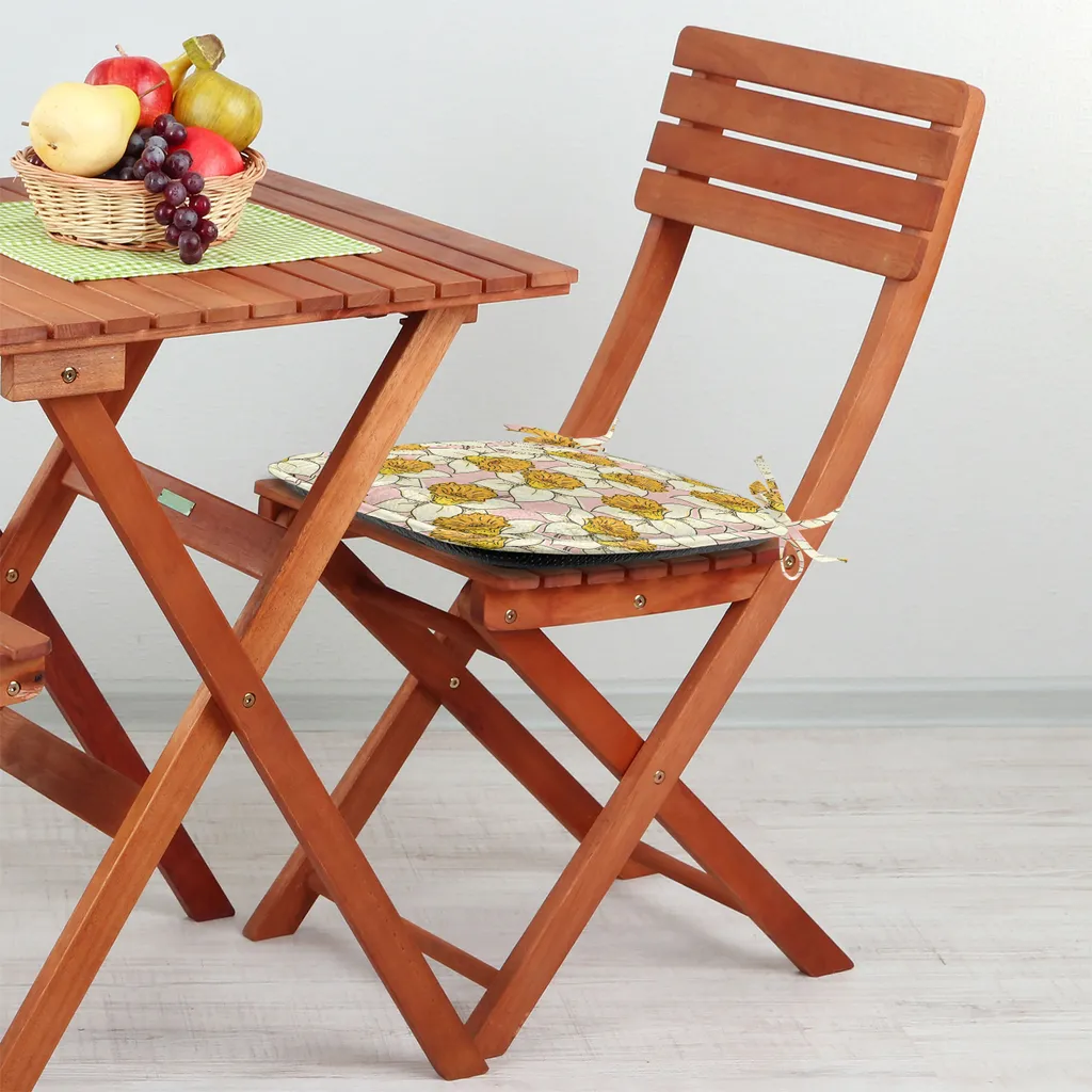 Set 12 Cuscini Sedie Cucina 40x40 Impermeabili ABAKUHAUS Fiore Giallo - 3