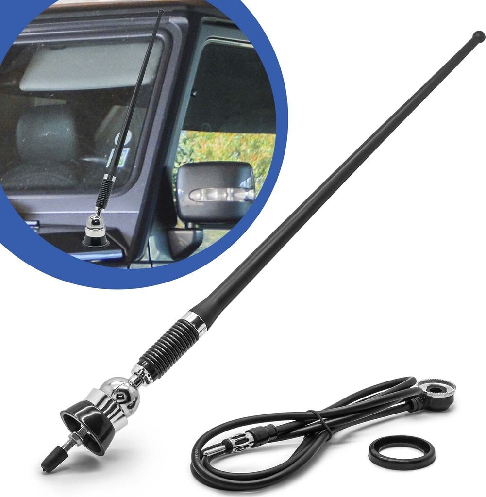 Universal RMA 305 DIN Auto Stab Gummi Chrom Flex Dach Antenne Radio AM FM