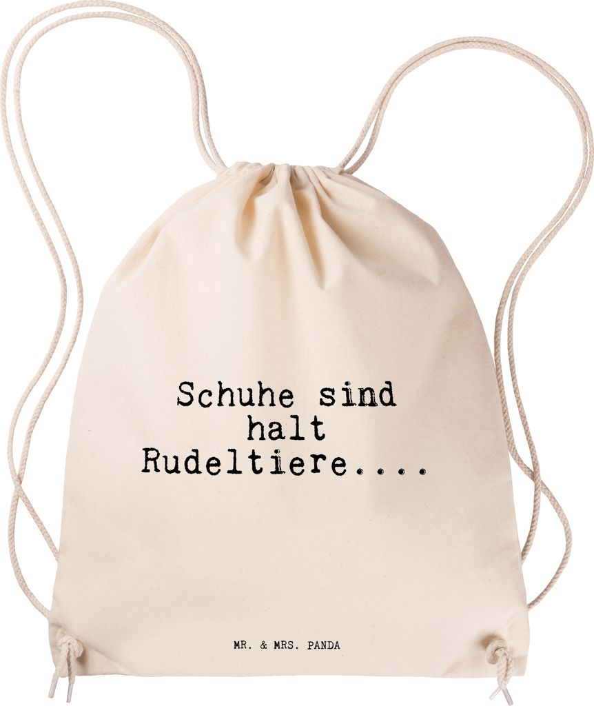 Mr. & Mrs. Panda Beutel Schuhe sind halt Rudeltiere....... - Transparent - Geschenk, wander rucksack, gymnastiktasche, Muttertag, Männer, Sprüche...