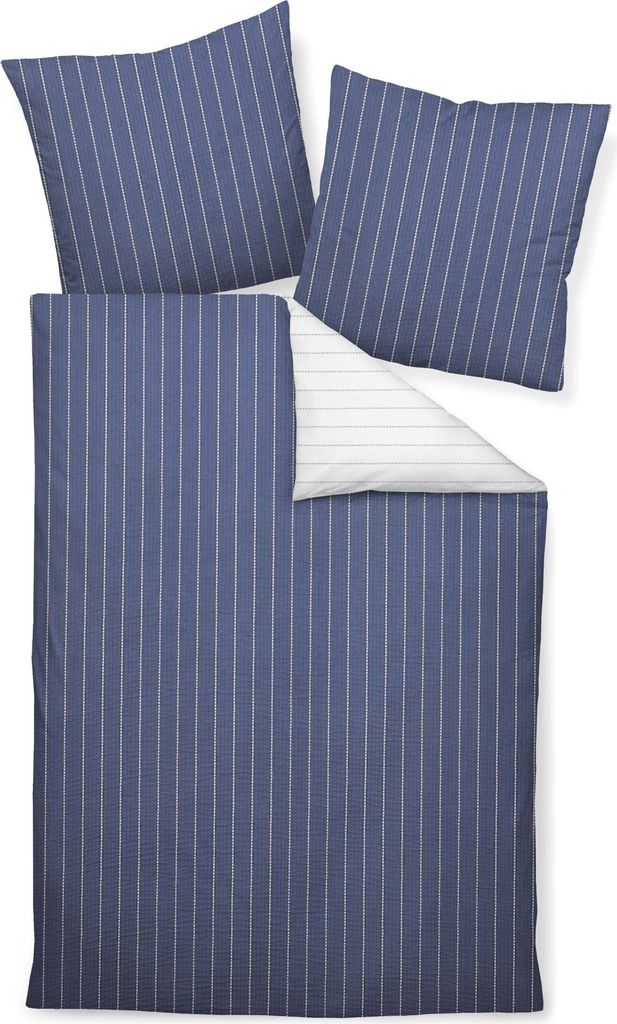 Janine Design Mako-Soft-Seersucker Bettwäsche-Garnitur TANGO 20020 Farbe denimblau Größe 240x220+2x80x80 cm
