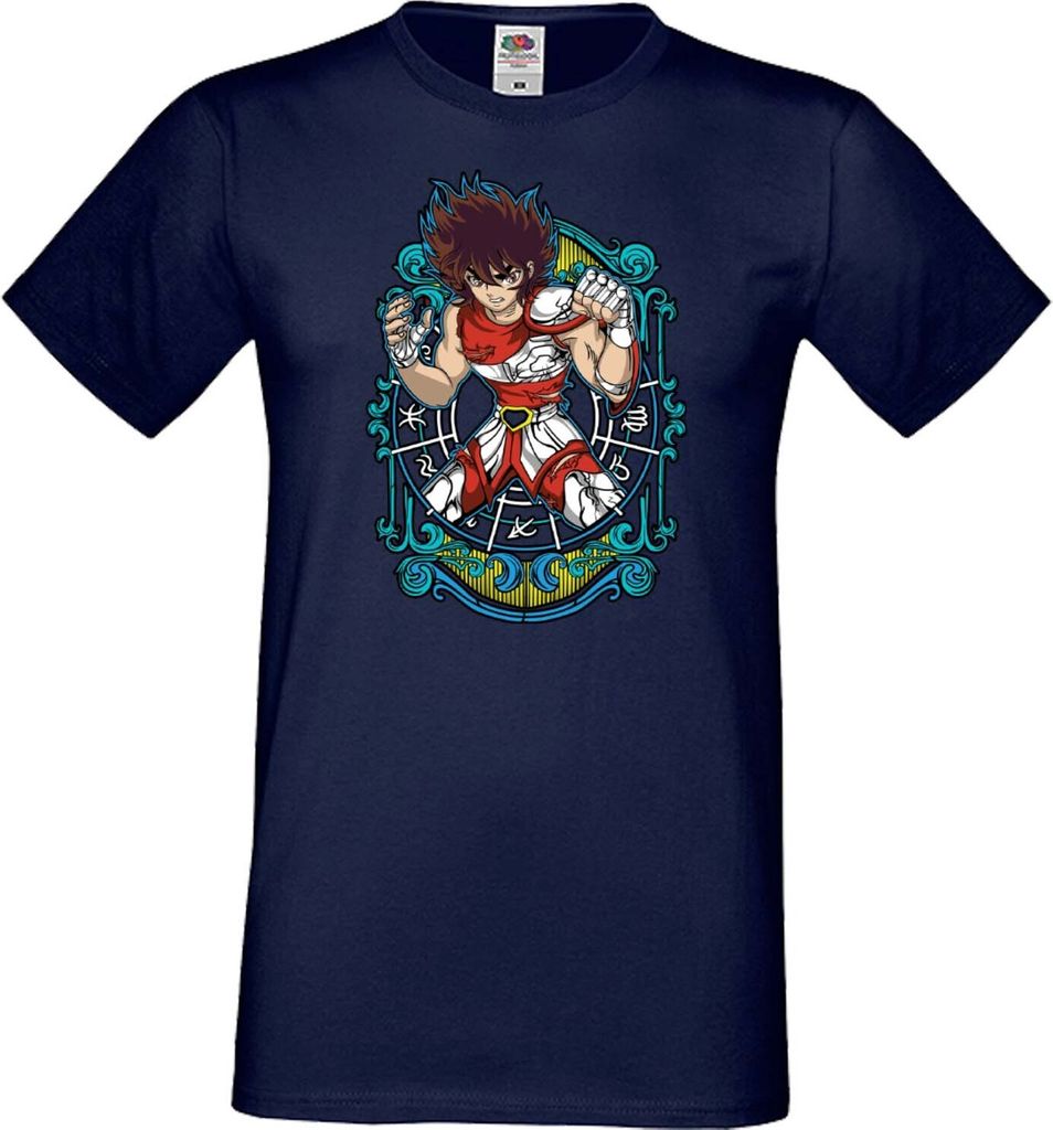 Herren T-Shirt Japan Manga Animation Comics Saint Anime Seiya Pegasus Var-011 Pegasus Knight, Man S / Dunkelblau