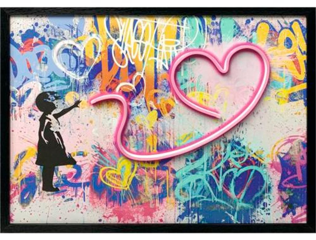 Gerahmtes Bild LED Little Girl With Heart 70x50 cm