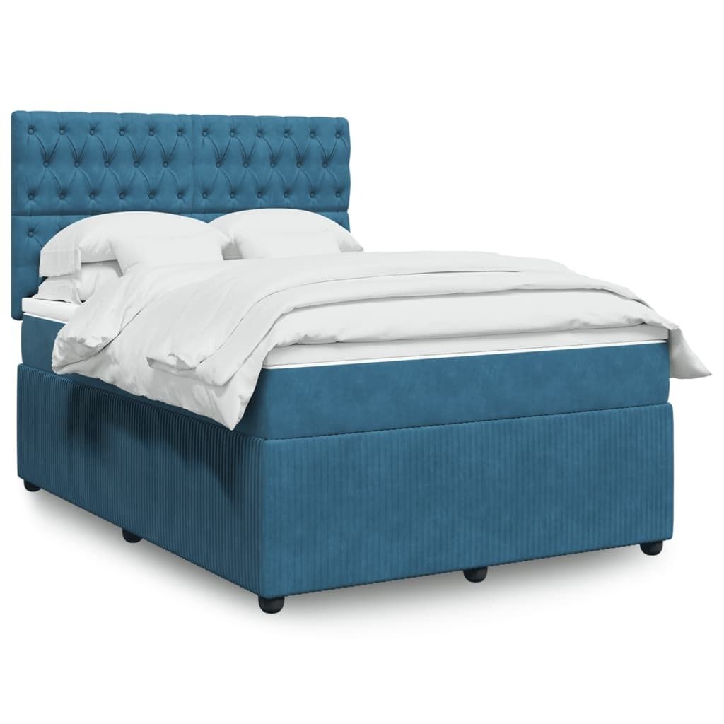 Maison Exclusive - Boxspringbett mit Matratze Dunkelblau 140x190 cm Samt