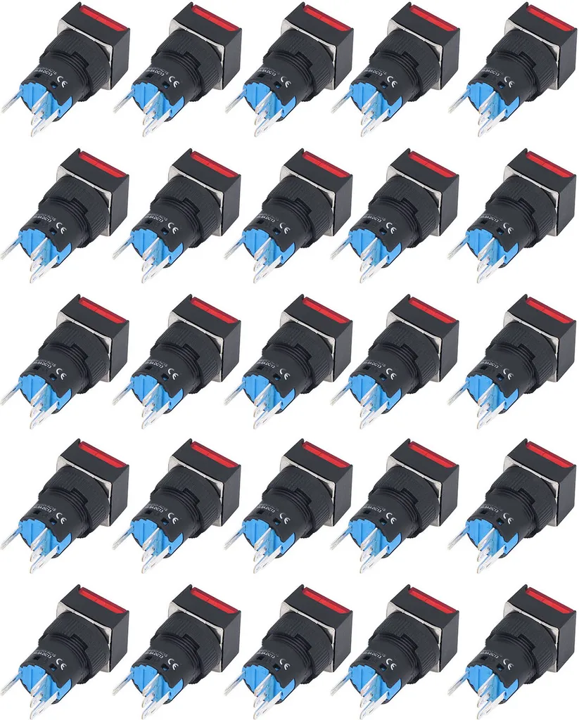 Kit Bouton Poussoir 12V Rouge pour Tableau de Commande Auto et Bateau