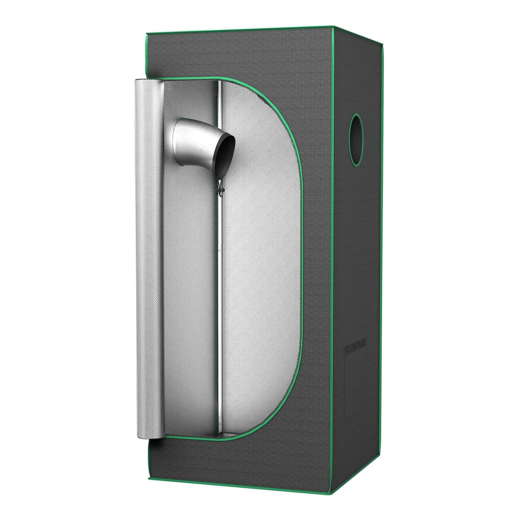 A grow tent with a vent opening.