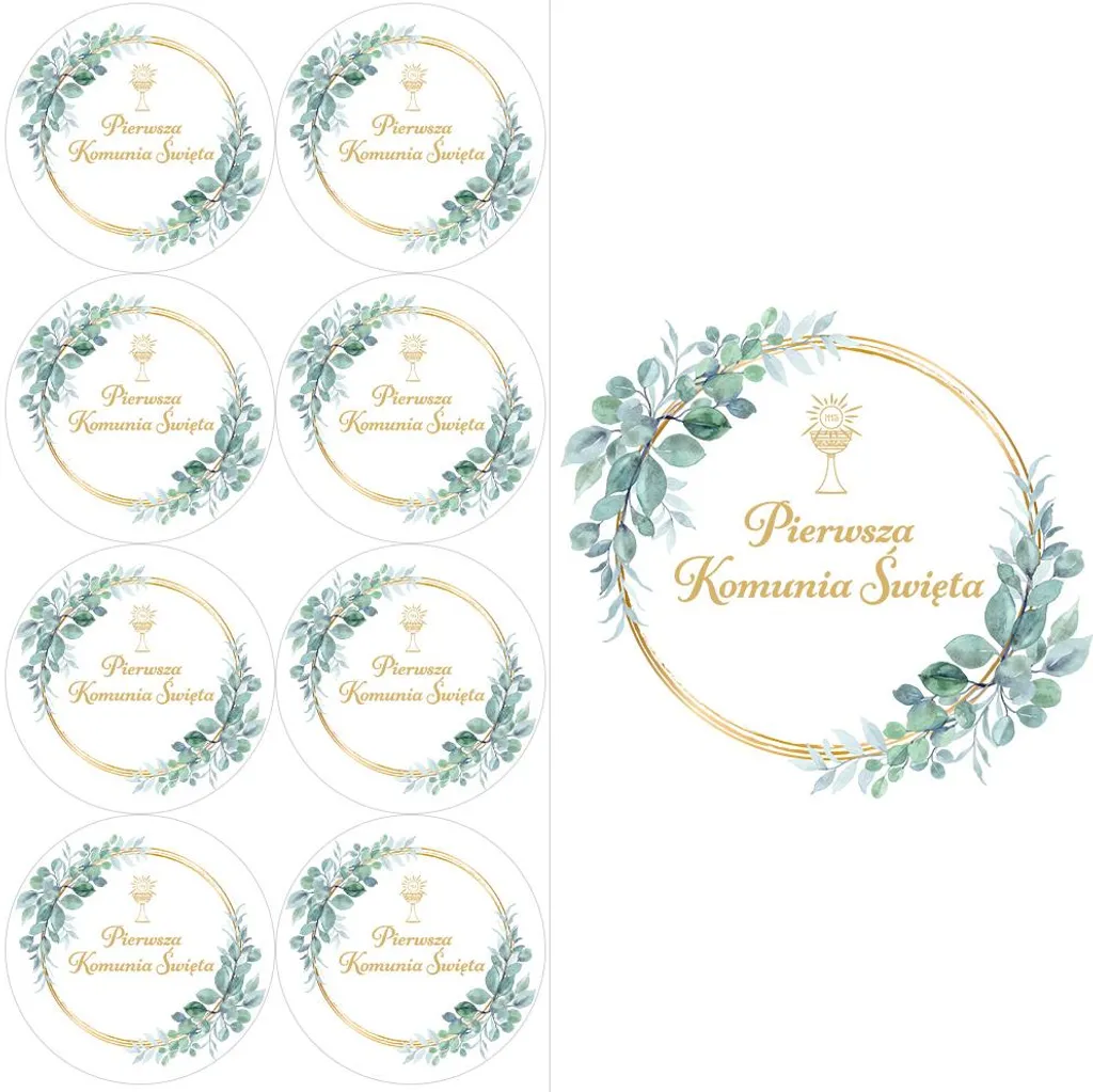 Adesivi KOŁO Prima Comunione 45 mm - 8 Stickers Fai-da-te Facili