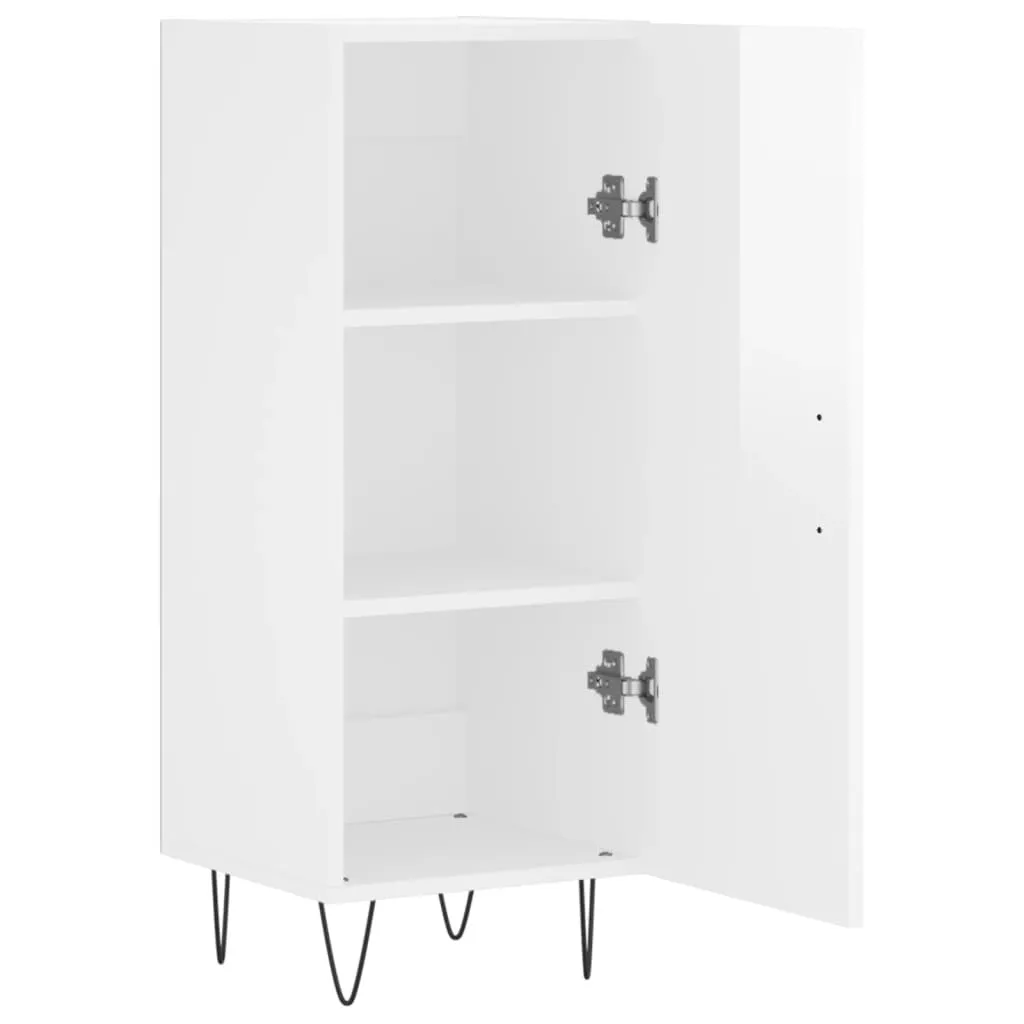 Meuble de Rangement Blanc Brillant en Bois Composite Robuste 90 cm
